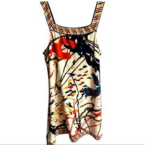 BCBG MaxAzria Paint Splatter Square Neck Shift Dress